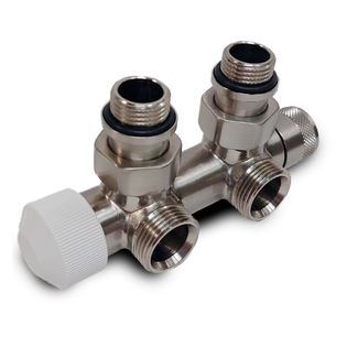 Узел нижнего подключения термостатический SR Rubinetterie угловой 1/2"х3/4"Е Никель матовый (правый)