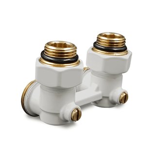 Угловой Н-образный клапан Primoclima Armature для нижнего подключения 3/4"х1/2", белый