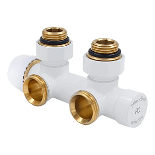 Узел нижнего подключения Primoclima Armature термостатический угловой правый 1/2"х3/4", белый